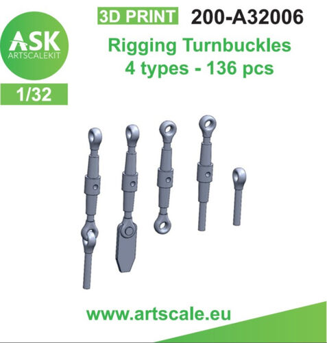 Art Scale Kit A32006 Rigging TurnBuckles - 4 Types, 136 pcs 1/32