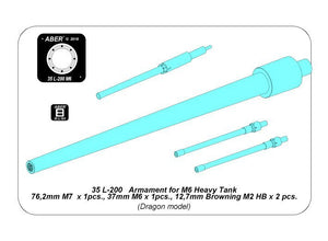 Aber 35L-200 Armament for US M6 Heavy Tank 1 x 76,2mm M7, 1 x 37mm M6; 2 x 12,7mm Browning M2 HB 1/35 – zdjęcie 6