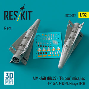 RESKIT RS32-0503 AIM-26B (Rb.27) &amp;quot;Falcon&amp;quot; missiles (2 pcs) (3D Printed) 1/32