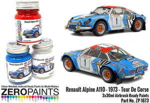 Zero Paints 1673 Renault Alpine A110 – 1973 – Tour De Corse Red - White - Blue Paint Set 3x30ml – immagine 2