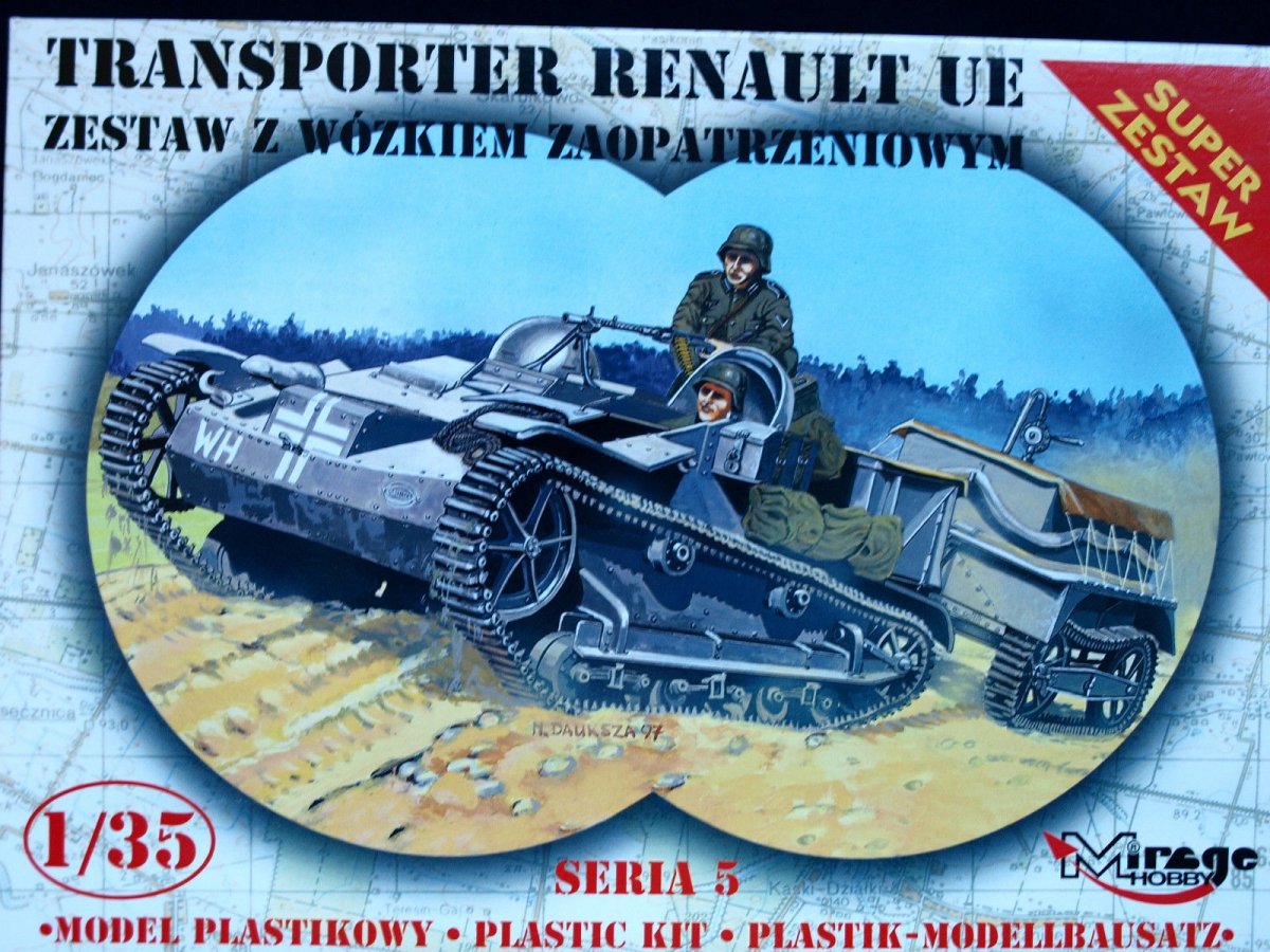 Mirage Hobby 355014 Transporter RENAULT UE zestaw z wózkiem zaopatrzeniowym 1/35