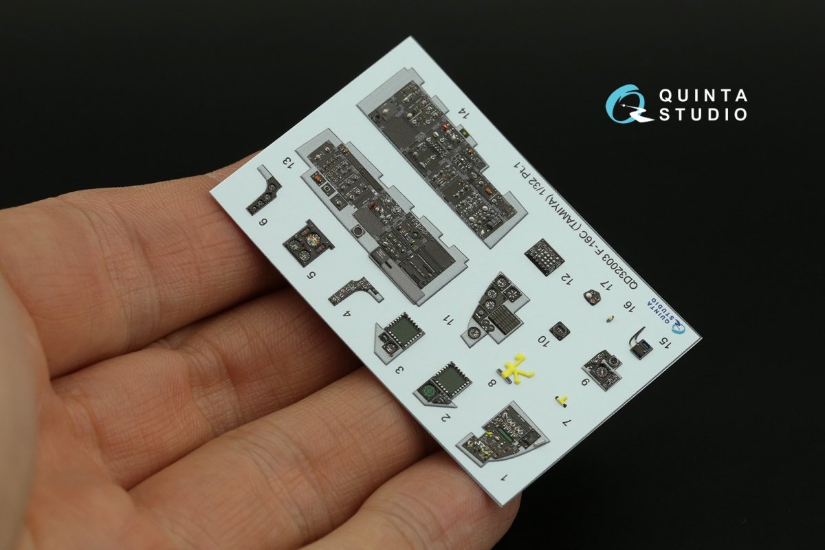 Quinta Studio QDS-32003 F-16C 3D-Printed &amp;amp; coloured Interior on decal paper ( Tamiya ) (small version) 1/32 – Bild 12