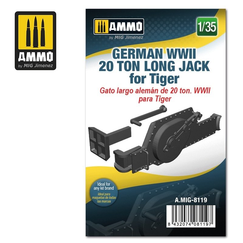 Munitions pour MiG 8119, char allemand de la Seconde Guerre mondiale, 20 tonnes, Long Jack pour Tiger, échelle 1/35