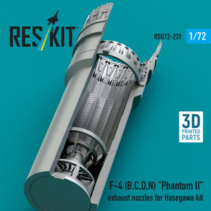 RESKIT RSU72-0231 F-4 (B, C, D, N) &amp;quot;Phantom II&amp;quot; exhaust nozzles for Hasegawa kit (3D Printed) 1/72 – imagen 3