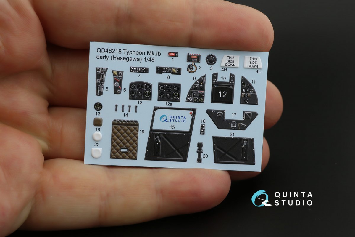 Quinta Studio QD48218 Hawker Typhoon Mk.1b early 3D-Printed &amp;amp; coloured Interior on decal paper ( Hasegawa ) 1/48 – zdjęcie 11