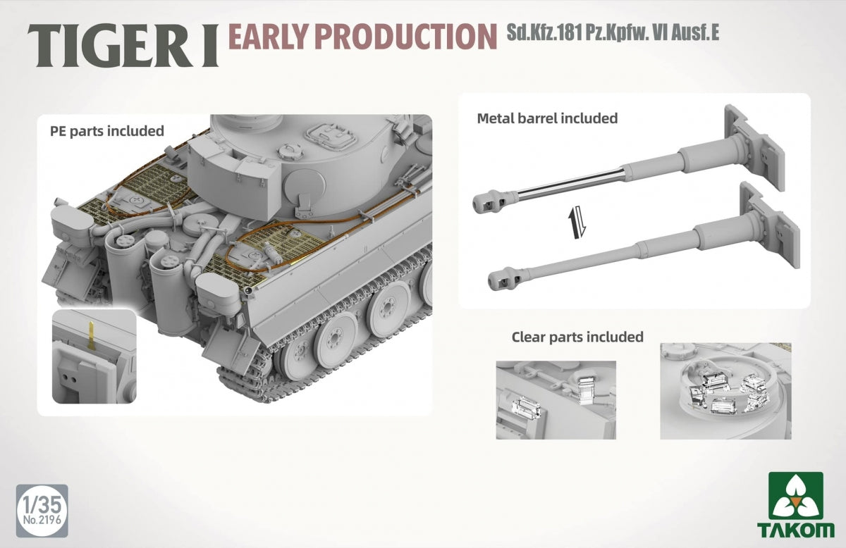 Takom 2196 TIGER I EARLY-PRODUCTION Sd.Kfz.181 Pz.Kpfw.VI Ausf.E 1/35 – zdjęcie 3