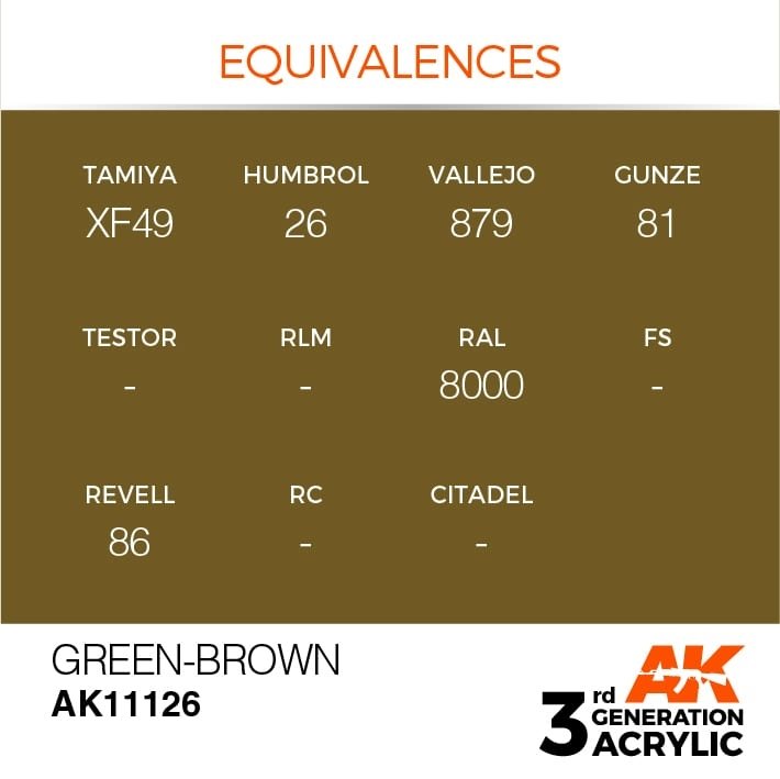 AK Interactive AK11126 GREEN-BROWN – STANDARD 17ml – immagine 3