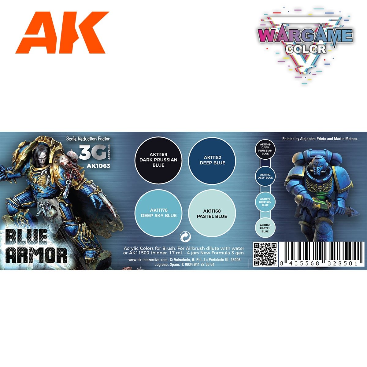 AK Interactive AK1063 WARGAME COLOR SET. BLUE ARMOR. 4x17 ml – zdjęcie 2