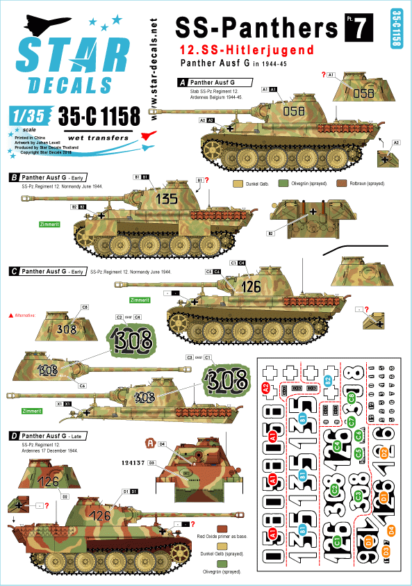 Star Decals 35-C1158 SS-Panthers # 7 1/35