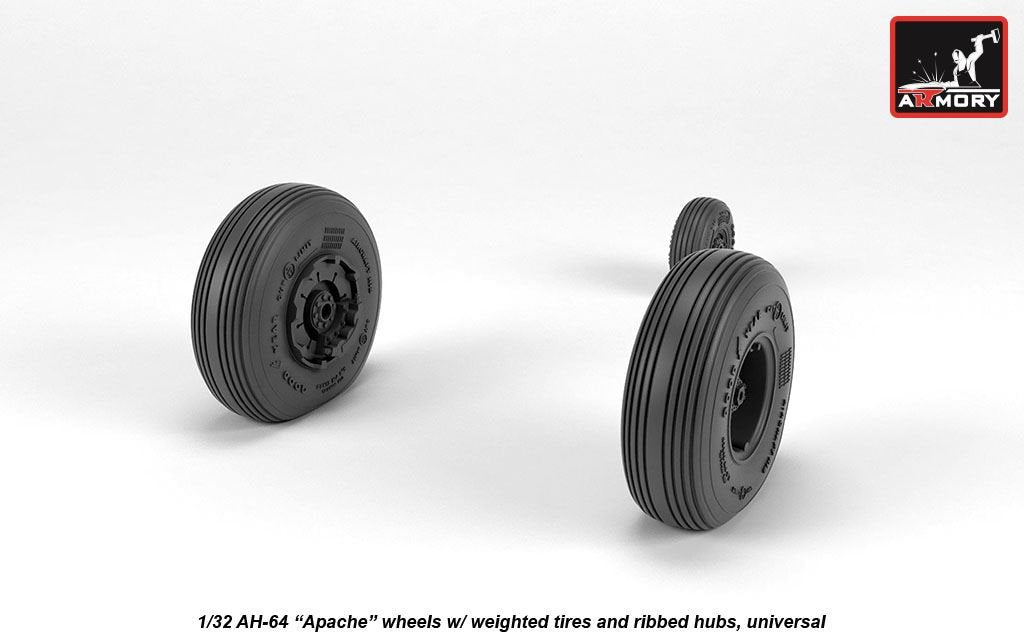 Armory Models AW32312 AH-64 Apache wheels w/ weighted tires, ribbed hubs 1/32 – zdjęcie 4