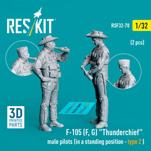 RESKIT RSF32-0070 F-105 (F, G) &amp;quot;Thunderchief&amp;quot; male pilots (in a standing position - type 2) (2 pcs) (3D Printed) 1/32