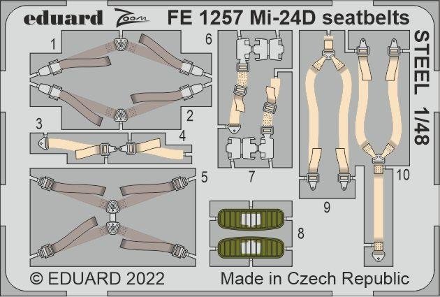 Eduard FE1257 Mi-24D seatbelts STEEL TRUMPETER 1/48