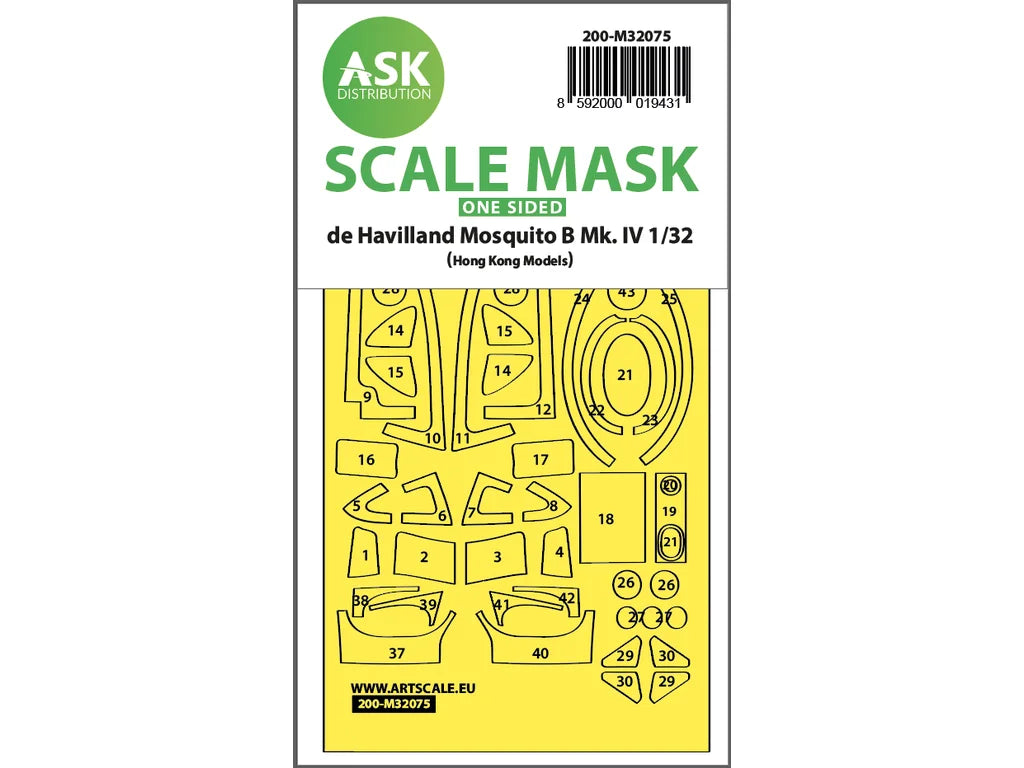 Art Scale Kit M32075 Mosquito B Mk.IV One-Sided Fit Mask for Hong Kong Model 1/32