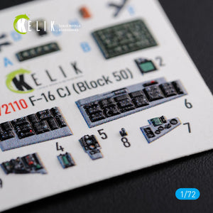 KELIK K72110 F-16 CJ (Block 50) interior 3D decals for Tamiya kit 1/72 – immagine 6
