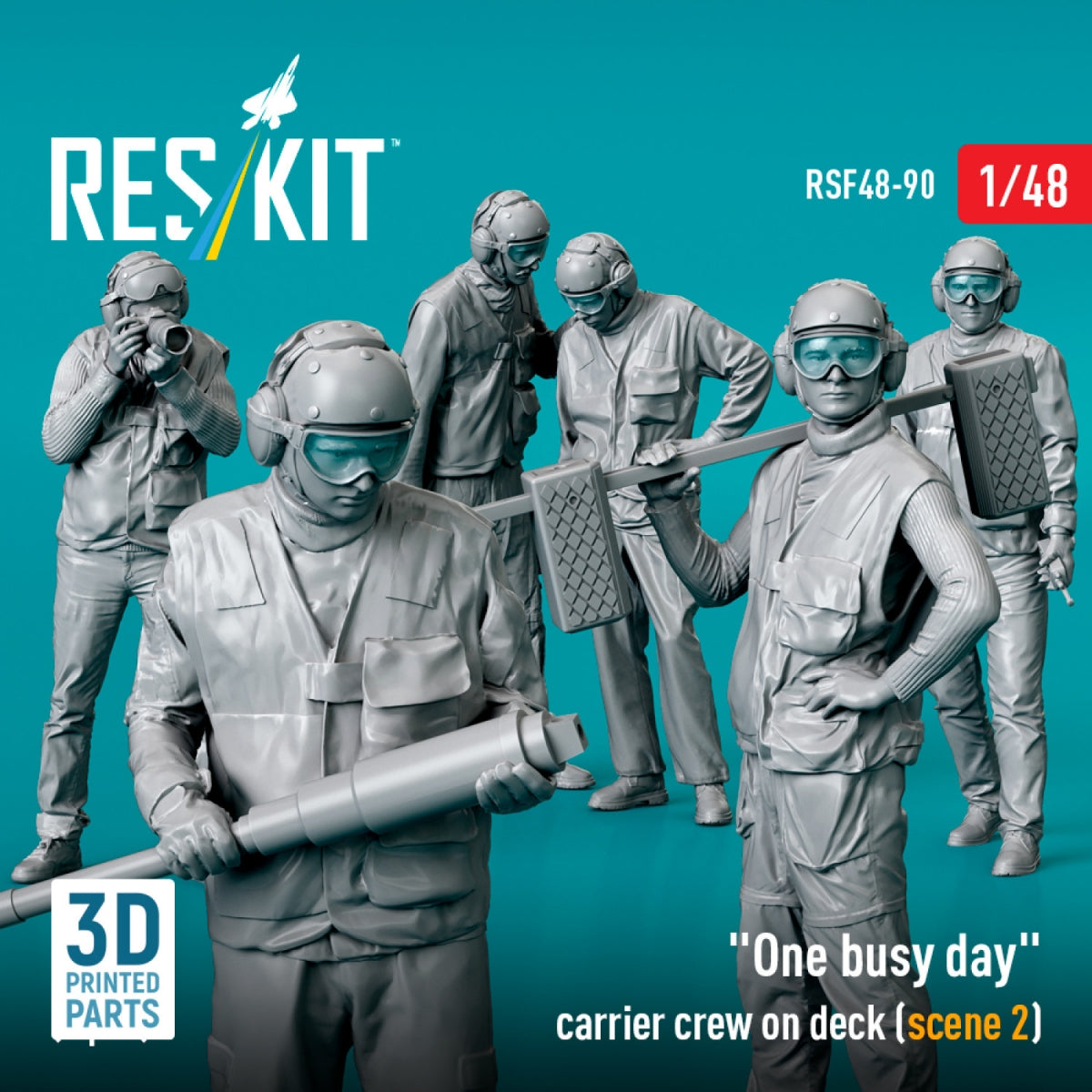 RESKIT RSF48-0090 &amp;quot;One busy day&amp;quot; carrier crew on deck (scene 2) (6 pcs) (3D Printed) 1/48 – Bild 3