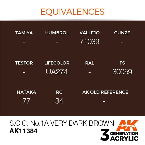 AK Interactive AK11384 S.C.C. No.1A Very Dark Brown 17ml – Bild 3