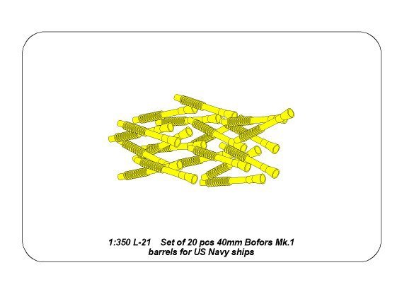 Aber 350L-21 Set of 20 pcs 40 mm Bofors Mk.1 barrels for US Navy ships 1/350 – immagine 7