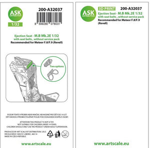 Art Scale Kit A32037 Ejection Seat - M.B Mk.2E with Seat Belts, without Survival Pack, rec. for Meteor F8/F9 Revell 1/32 – imagen 4