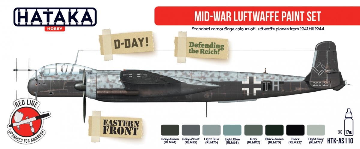 Hataka Hobby HTK-AS110 Kit de peinture Luftwaffe Mide-War 8x17 ml – image 3