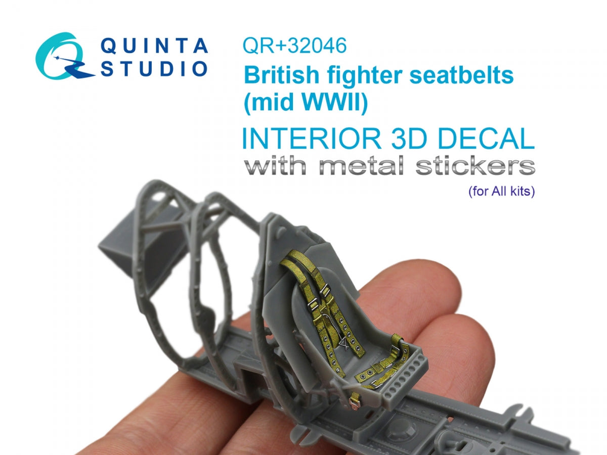 Quinta Studio QR+32046 Ceintures de sécurité pour avions de chasse britanniques, milieu de la Seconde Guerre mondiale (avec boucles métalliques) (Tous les kits) 1/32