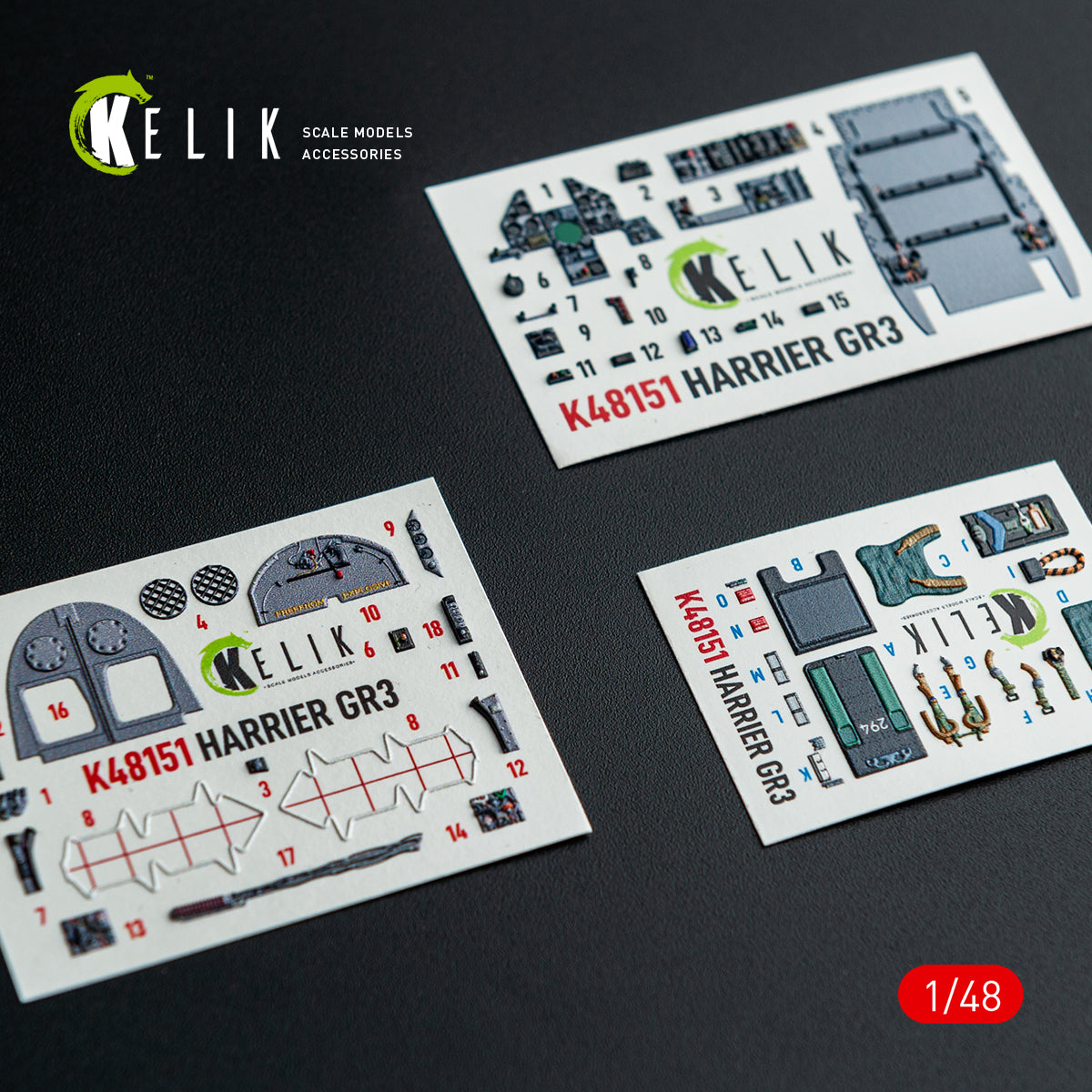KELIK K48151 HARRIER GR3 - interior 3D decals for Kinetic kit 1/48 – image 2