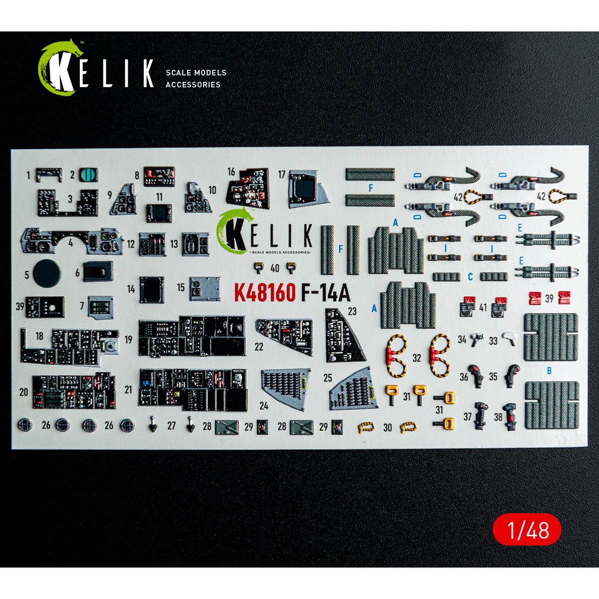 KELIK K48160 F-14A - interior 3D decals for Hasegawa kit 1/48 – Bild 2
