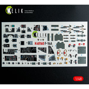 KELIK K48160 F-14A - interior 3D decals for Hasegawa kit 1/48 – Bild 2