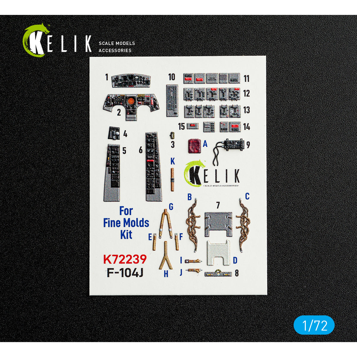 KELIK K72239 F-104J - interior 3D decals for Fine Molds kit 1/72 – Bild 2