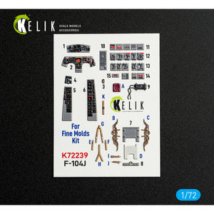 KELIK K72239 F-104J - interior 3D decals for Fine Molds kit 1/72 – Bild 2