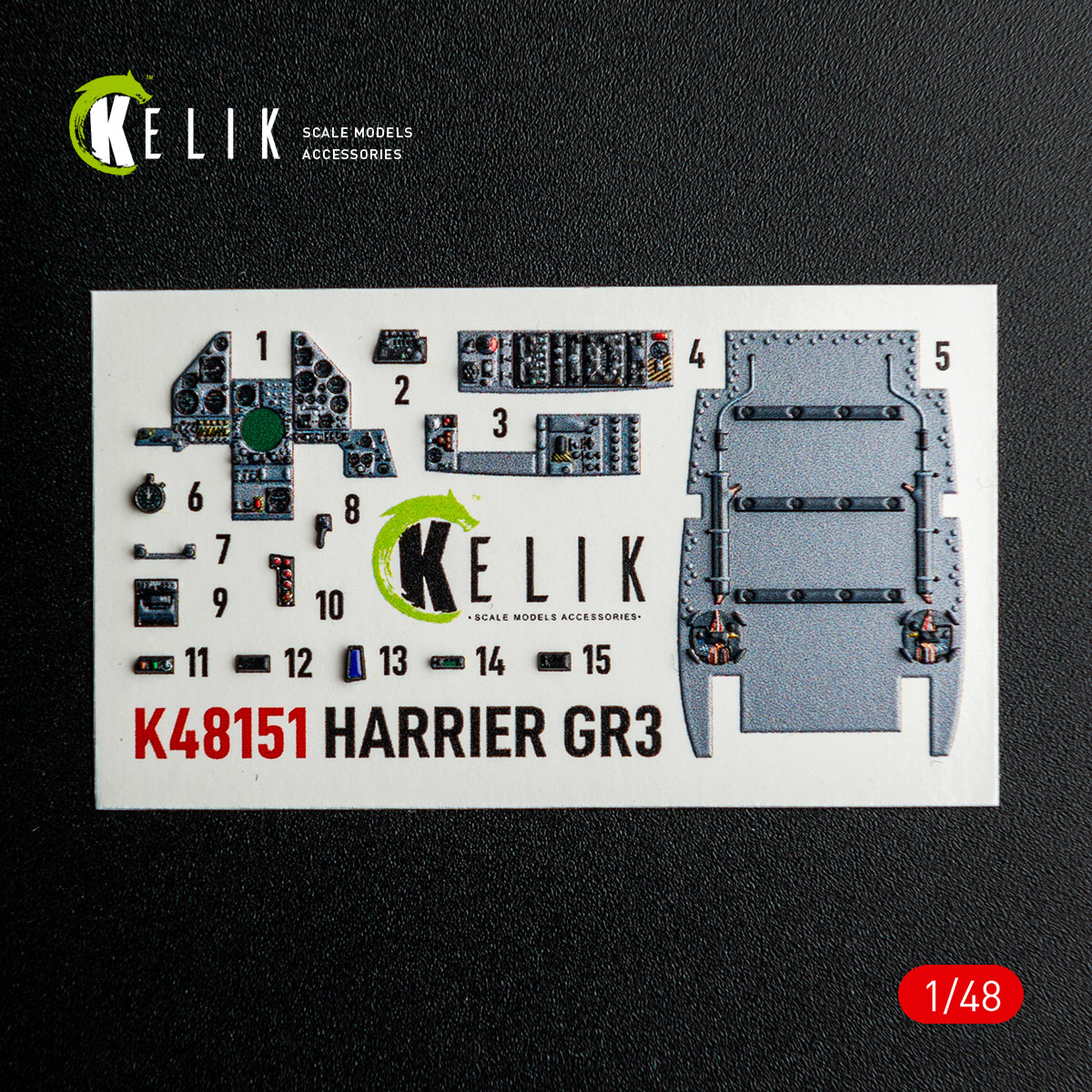 KELIK K48151 HARRIER GR3 - interior 3D decals for Kinetic kit 1/48 – image 9
