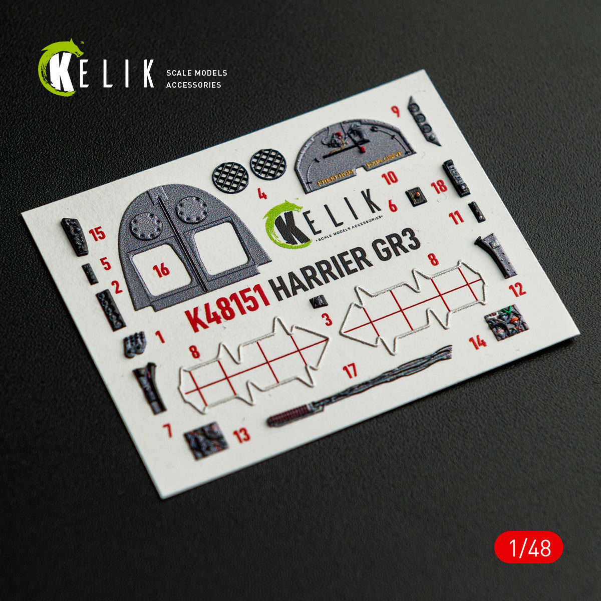 KELIK K48151 HARRIER GR3 - interior 3D decals for Kinetic kit 1/48 – image 11