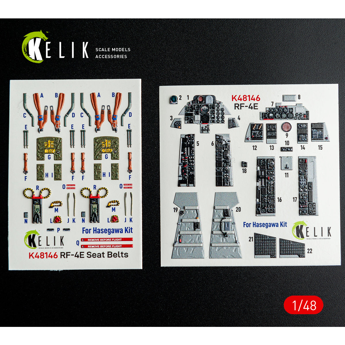 KELIK K48146 RF-4E - interior 3D decals for Hasegawa kit 1/48