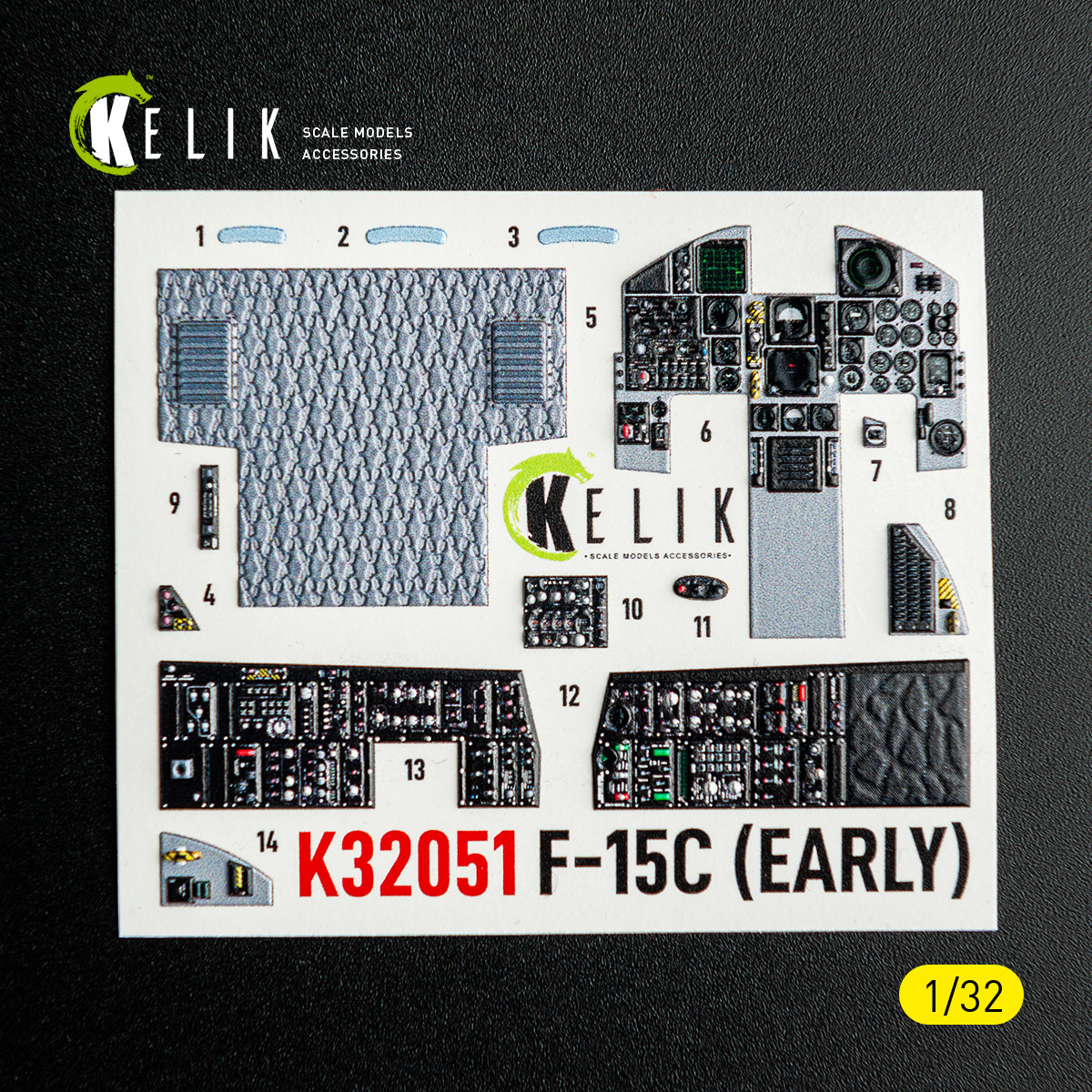 KELIK K32051 F-15C (early) - interior 30 decals for Tamiya kit 1/32 – Bild 2