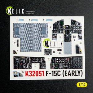KELIK K32051 F-15C (early) - interior 30 decals for Tamiya kit 1/32 – Bild 2
