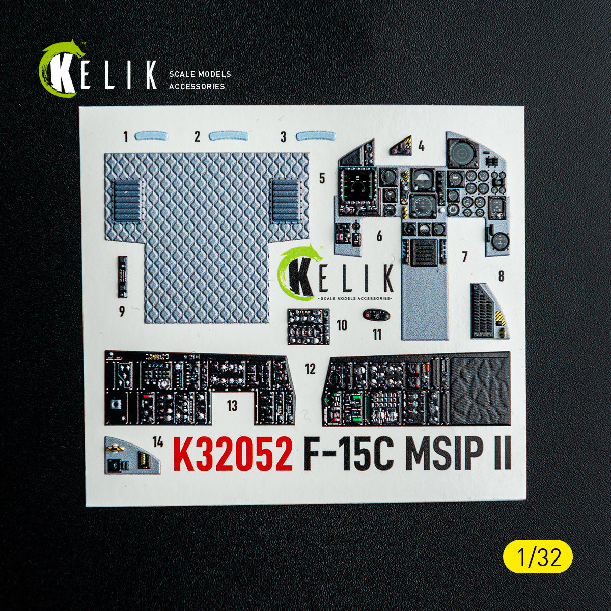 KELIK K32052 F-15C MSIP II - interior 3D decals for Tamiya kit 1/32 – Bild 2