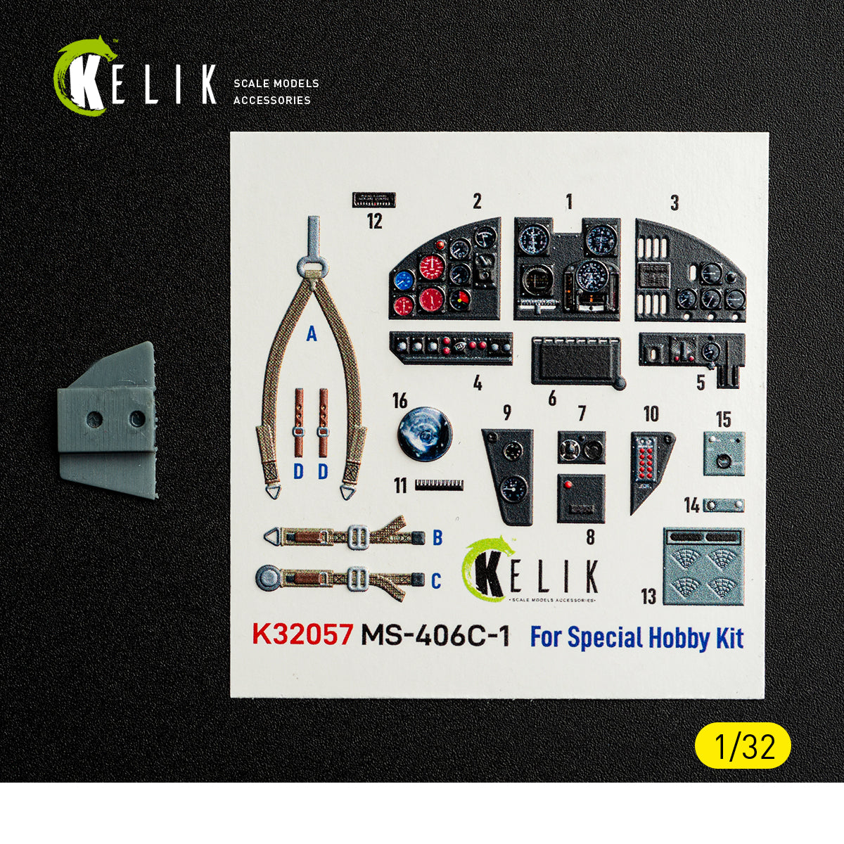 KELIK K32057 MS-406C-1 - interior 30 decals for Special Hobby kit 1/32 – Bild 2
