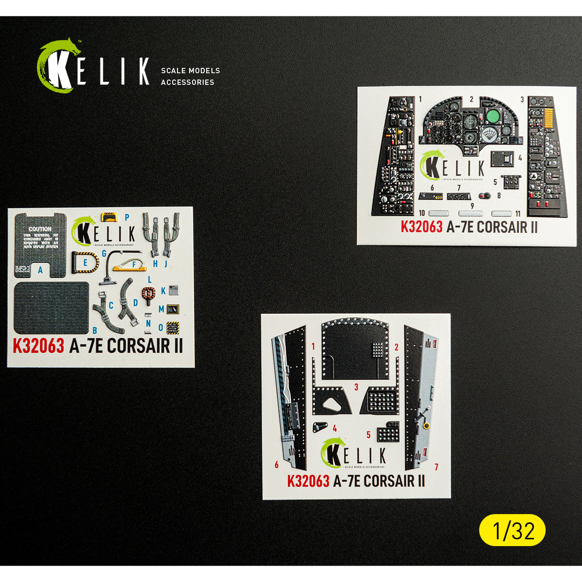 KELIK K32063 A-7E CORSAIR II - interior 3D decals for Trumpeter kit 1/32 – Bild 2