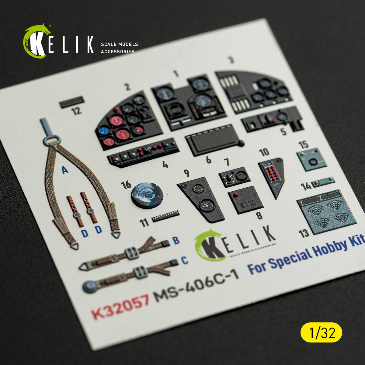 KELIK K32057 MS-406C-1 - interior 30 decals for Special Hobby kit 1/32 – Bild 3