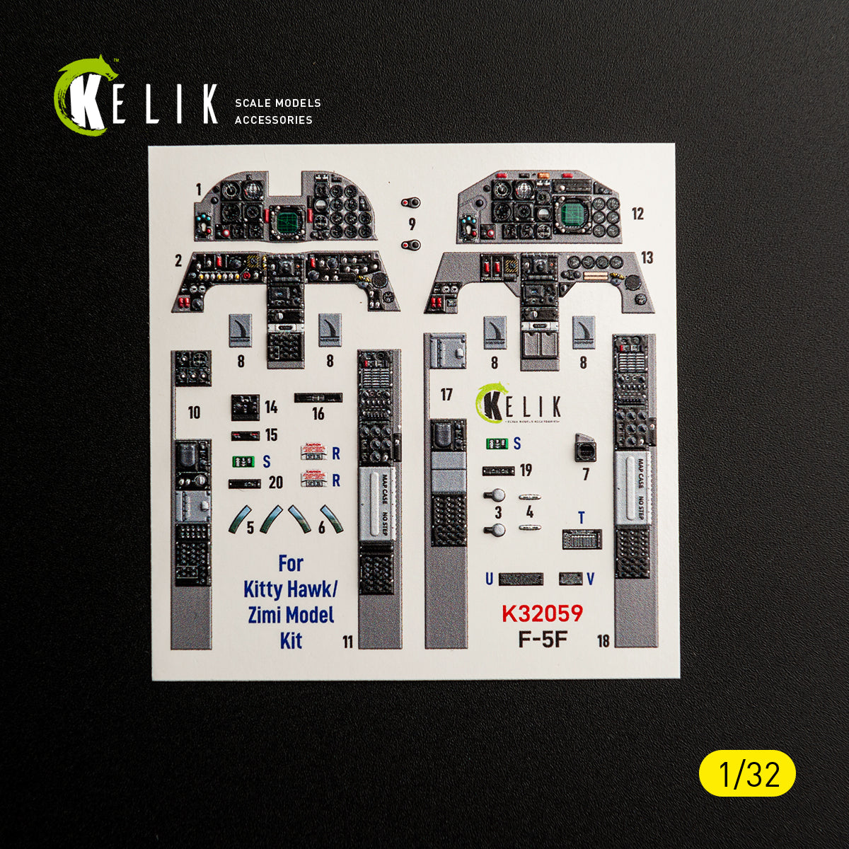 KELIK K32059 F-5F - interior 3D decals for Kitty Hawk/Zimi models kit 1/32 – Bild 9