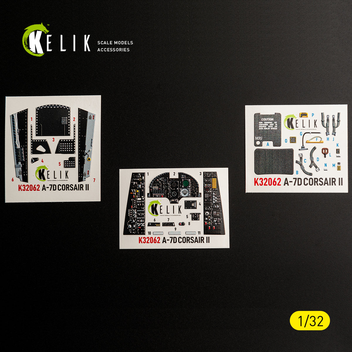 KELIK K32062 A-7D CORSAIR II - interior 30 decals for Trumpeter kit 1/32 – Bild 5