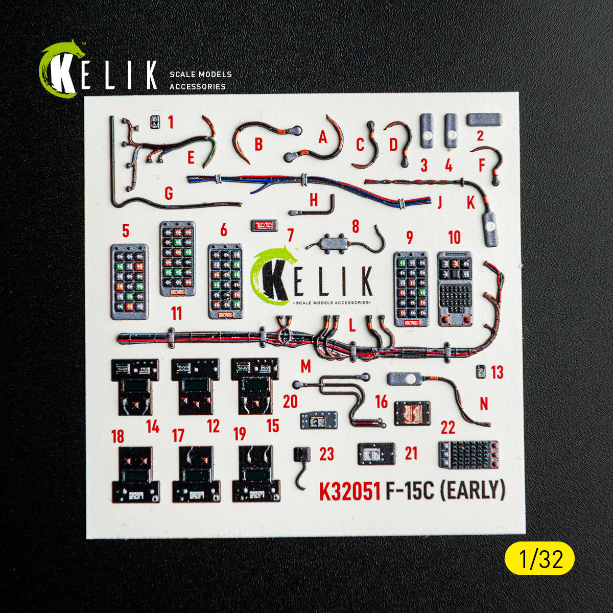 KELIK K32051 F-15C (early) - interior 30 decals for Tamiya kit 1/32 – Bild 9