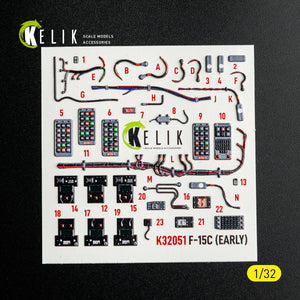 KELIK K32051 F-15C (early) - interior 30 decals for Tamiya kit 1/32 – Bild 9