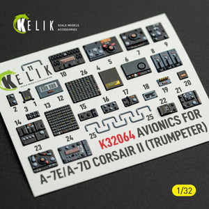 KELIK K32064 Avionics for A-7E/D CORSAIR II - exterior 3D decals for Trumpeter kit 1/32