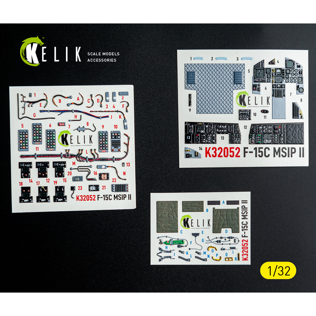 KELIK K32052 F-15C MSIP II - interior 3D decals for Tamiya kit 1/32