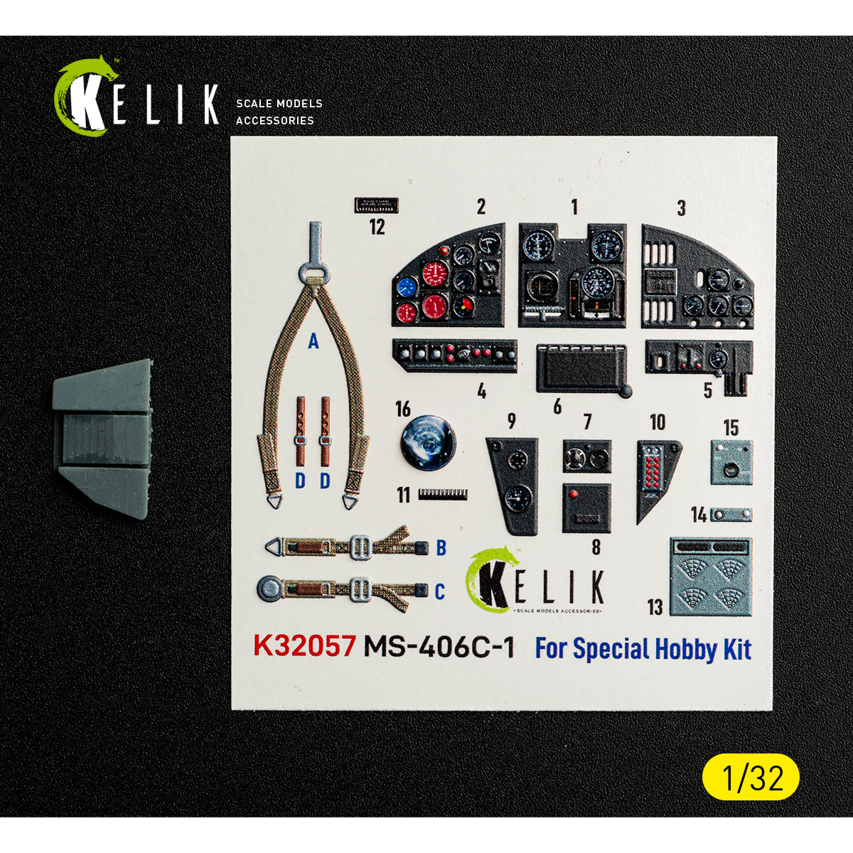 KELIK K32057 MS-406C-1 - interior 30 decals for Special Hobby kit 1/32