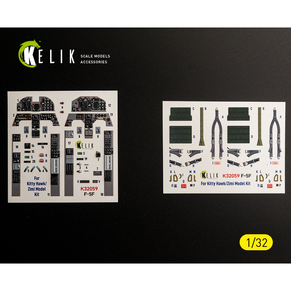 KELIK K32059 F-5F - interior 3D decals for Kitty Hawk/Zimi models kit 1/32 – Bild 16