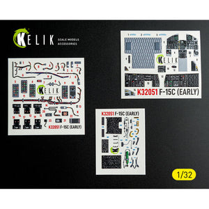KELIK K32051 F-15C (early) - interior 30 decals for Tamiya kit 1/32