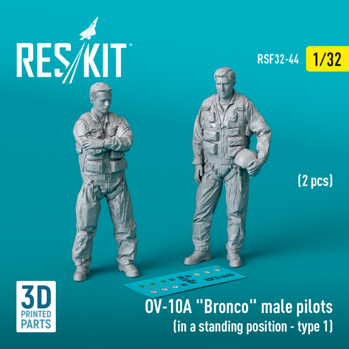RESKIT RSF32-0044 OV-10A « Bronco » Pilotes masculins (position debout - type 1) (2 pièces) (Impression 3D) 1/32