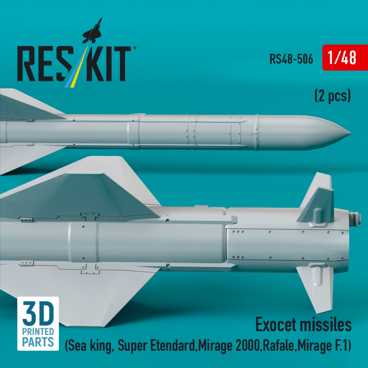 RESKIT RS48-0506 Exocet missiles (2 pcs) (3D Printed) 1/48 – zdjęcie 3