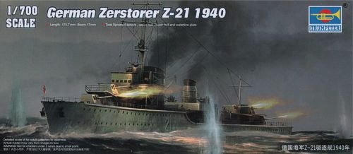 Trumpeter 05792 German Zerstorer Z-21 1940 1/700